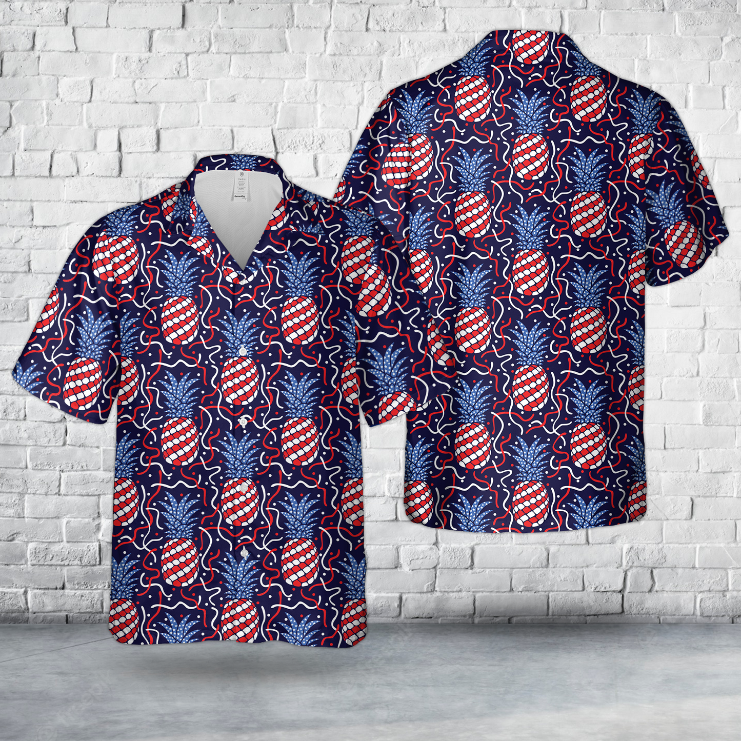 American Flag Pineapples Patriotic Hawaiian Shirt