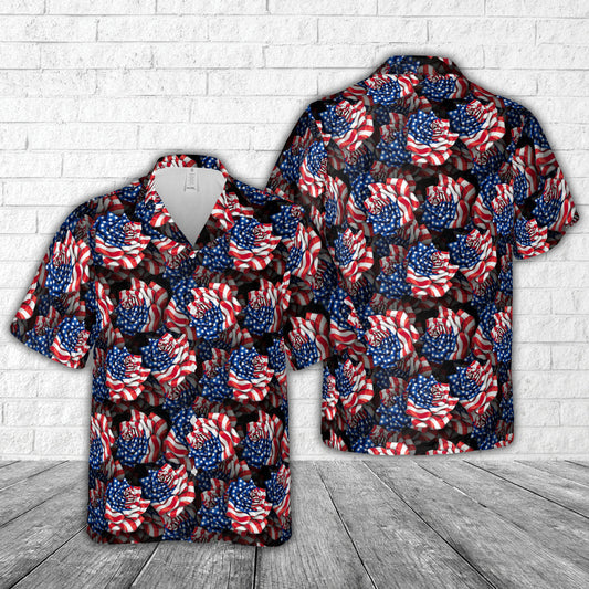 American Flag Rose Hawaiian Shirt