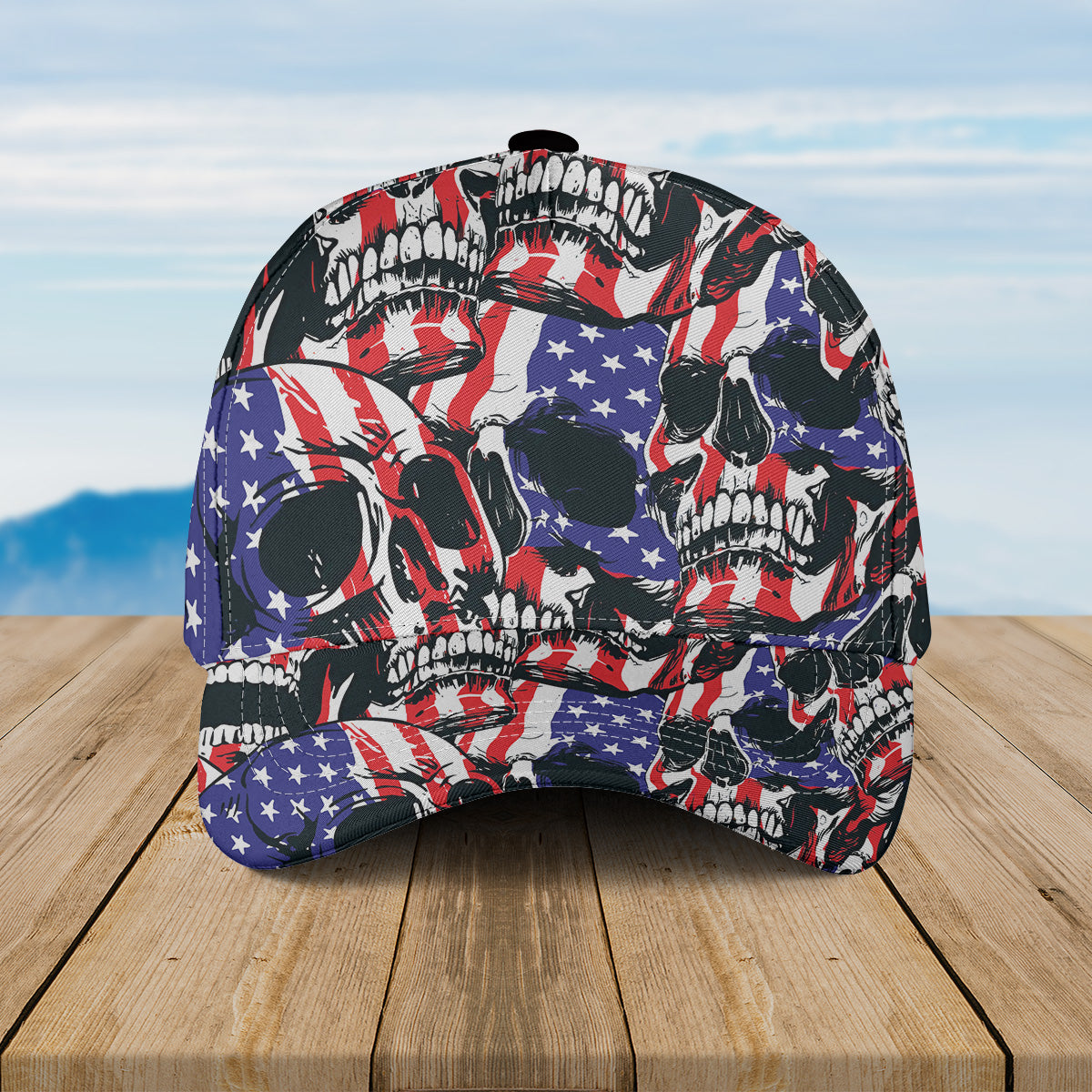 American Flag Skulls Baseball Cap
