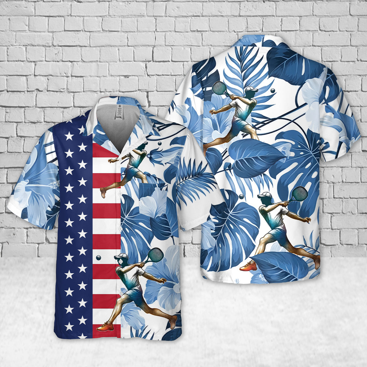 American Flag USA Patriotic Pickleball Pocket Hawaiian Shirt