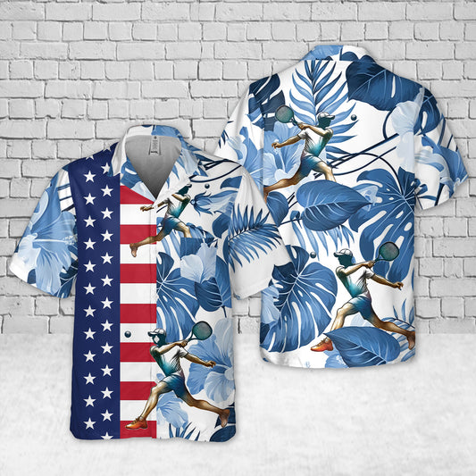 American Flag USA Patriotic Pickleball Pocket Hawaiian Shirt