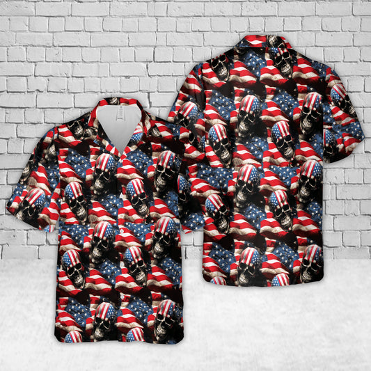 American Skull Flags Hawaiian Shirt