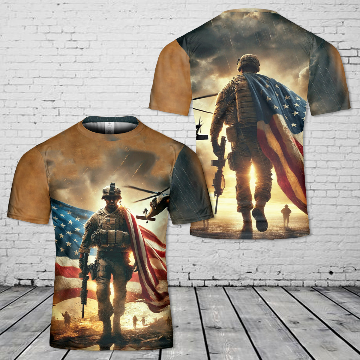 American Soldier Patriotic Military T-Shirt 3D