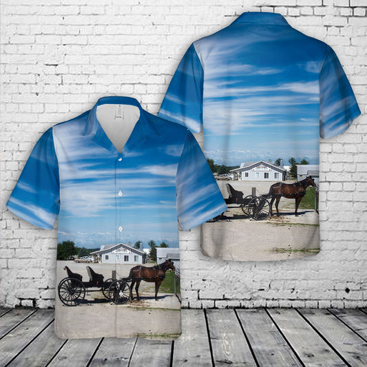 Amish Horse and Buggy In Adams County, Ohio Hawaiian Shirt