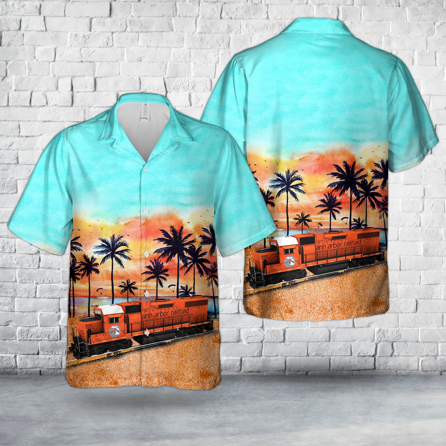 Ann Arbor Railroad WAMX GP38 Black Hawaiian Shirt