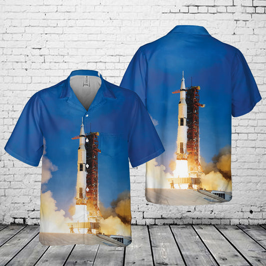 Apollo 11 Saturn V Pocket Hawaiian Shirt