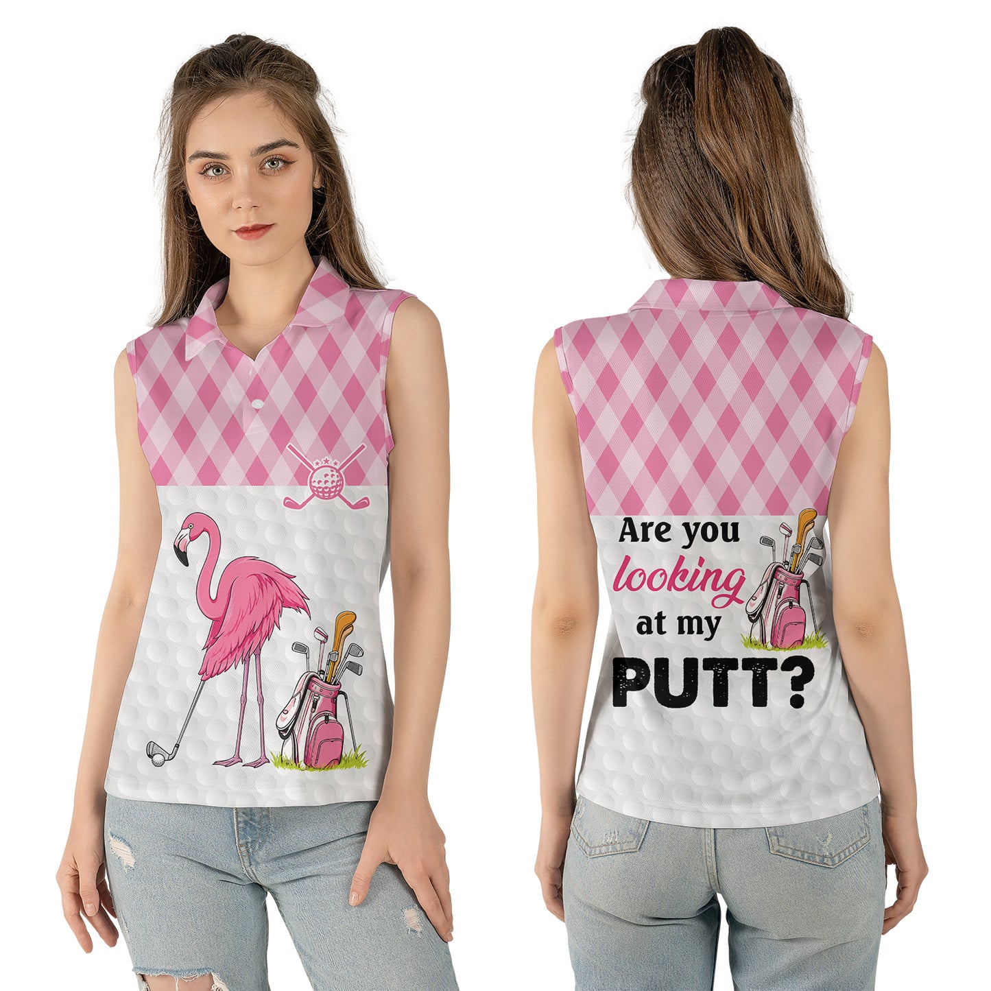 Are You Looking At My Putt Women's Sleeveless Athleisure Polo Shirt