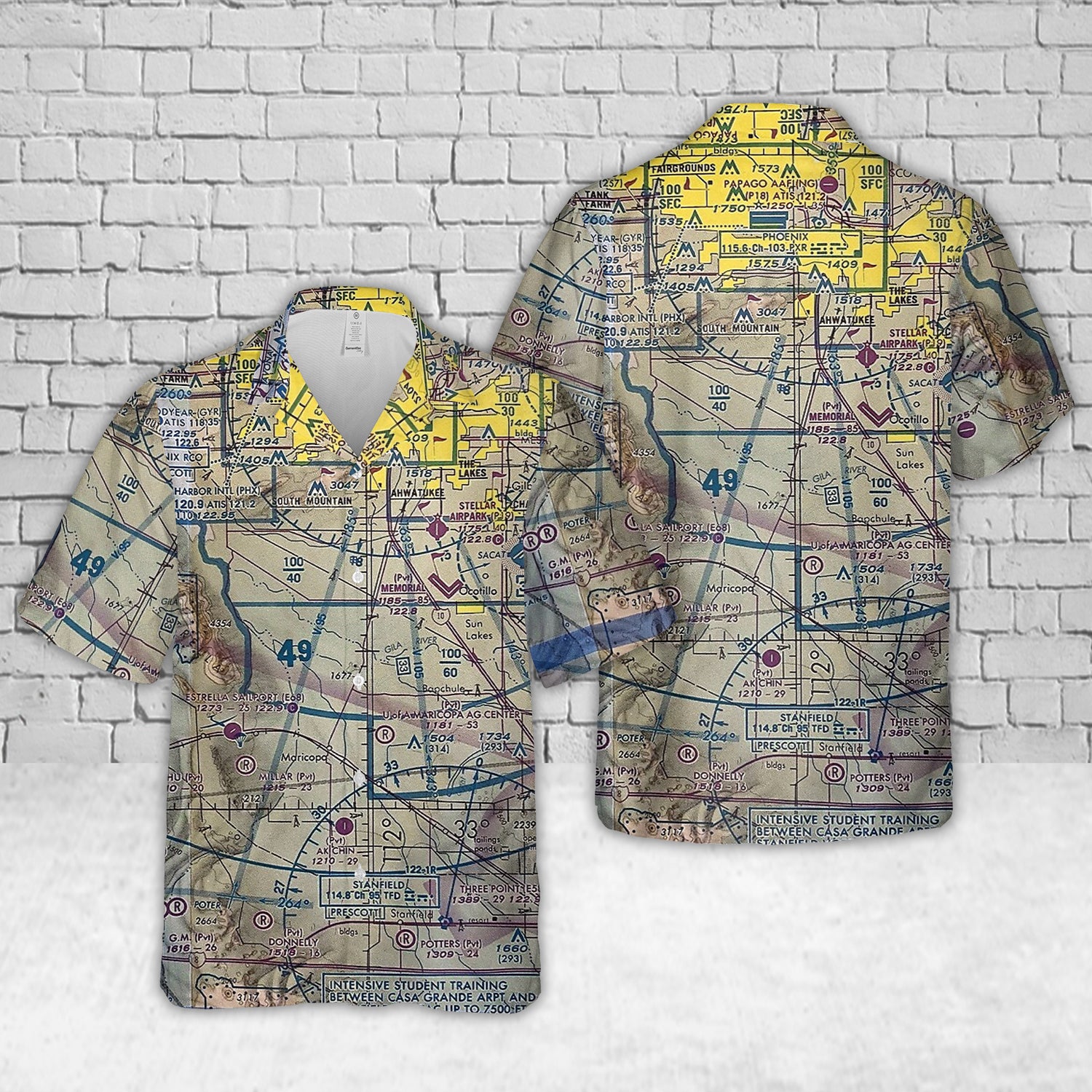 Arizona aviation sectional chart PHX area Hawaiian Shirt