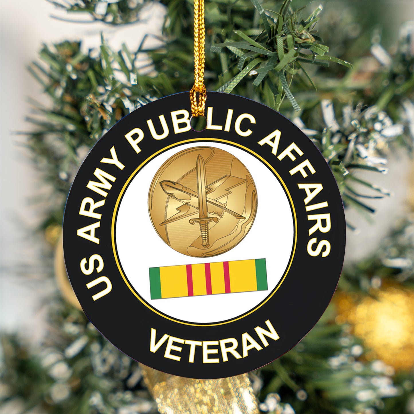 US Army Public Affairs Vietnam Veteran Ceramic Ornament