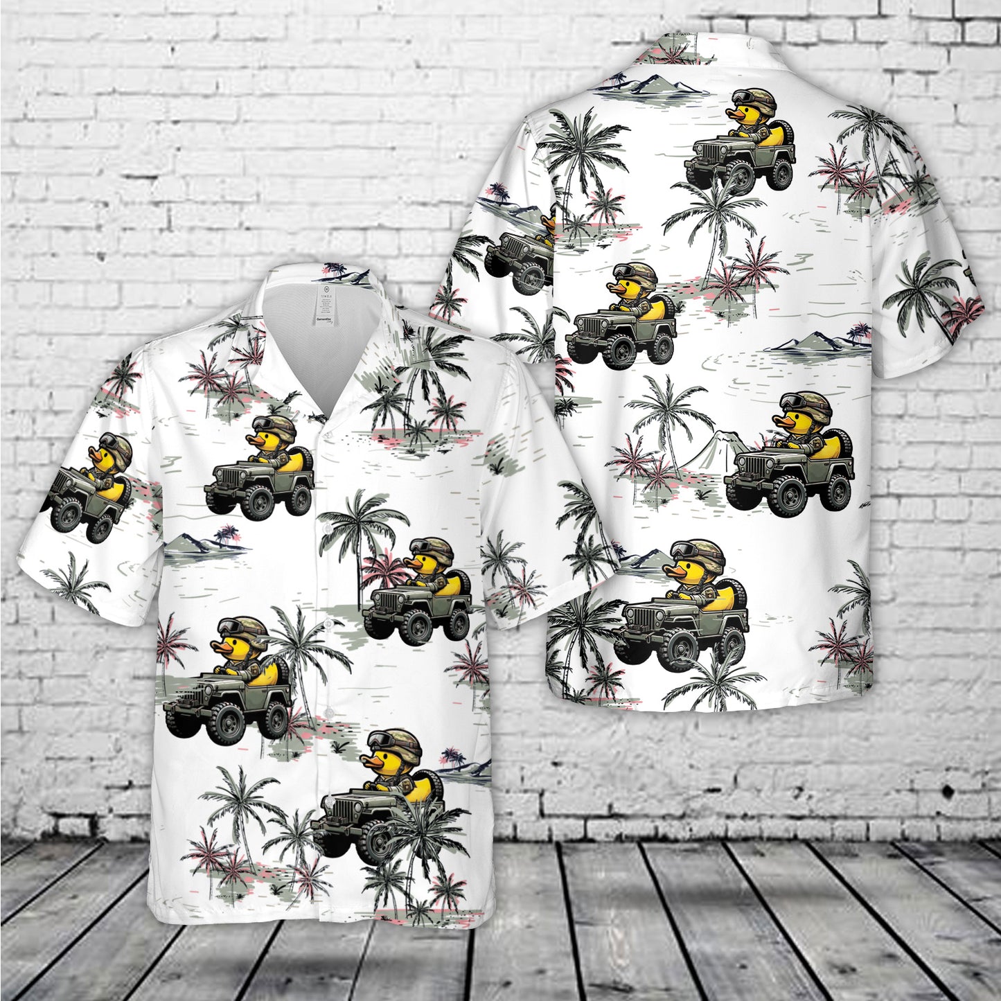 Army Rubber Ducky Riding American Off-Road Hawaiian Shirt