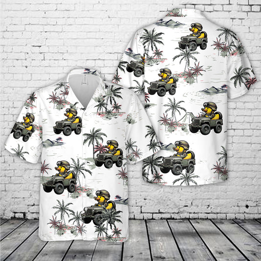 Army Rubber Ducky Riding American Off-Road Hawaiian Shirt
