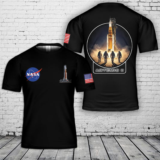 Artemis II Mission NASA Moon Mission Crew SLS Rocket Launch 3D T-Shirt