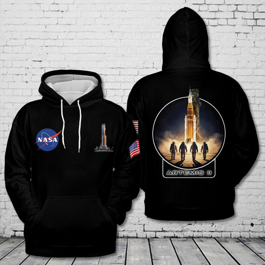 Artemis II Mission NASA Moon Mission Crew SLS Rocket Launch  3D Hoodie