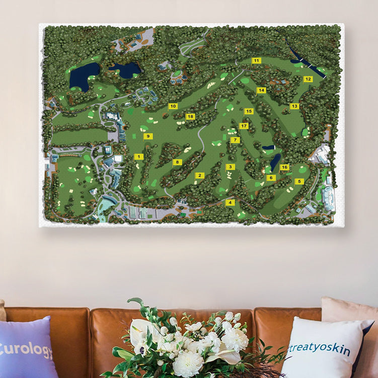 Augusta National Country Club Golf Course Map Canvas