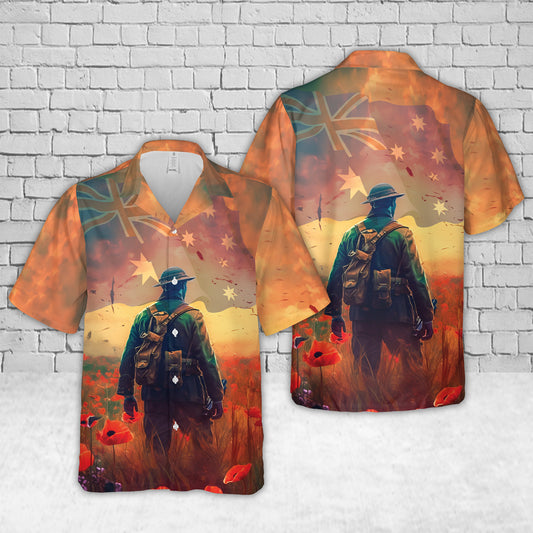 Australia Anzac Day Lest We Forget Poppy Field Soldier Hawaiian Shirt