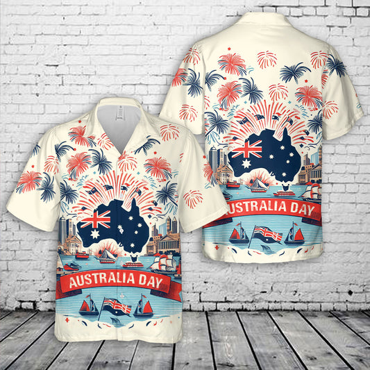 Australia Day Map & Flag Hawaiian Shirt