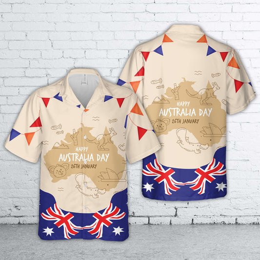 Australia Day With Australian Map Hawaiian Shirt