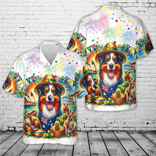 Australia Day With Australian Shepherd Hawaiian Shirt