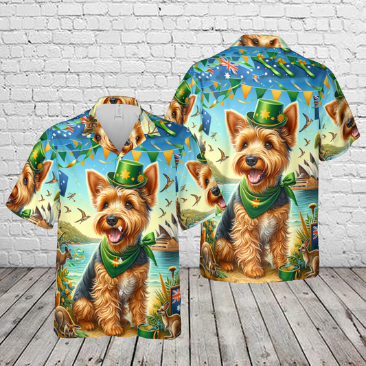 Australia Day With  Australian Terrier Hawaiian Shirt