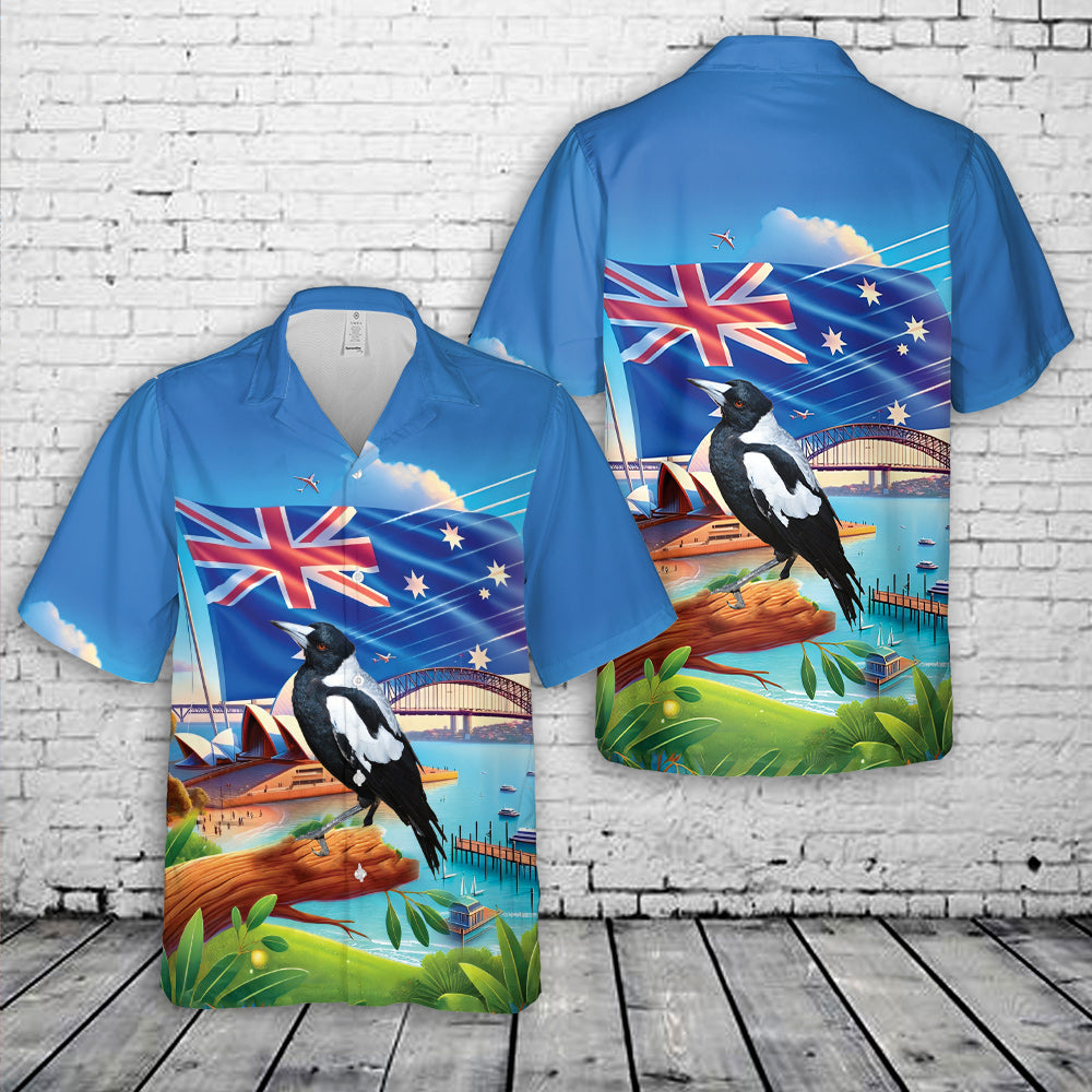 Australian Bird Magpie Hawaiian Shirt