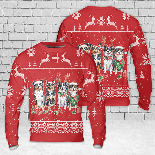 Australian Shepherd Christmas AOP Sweater