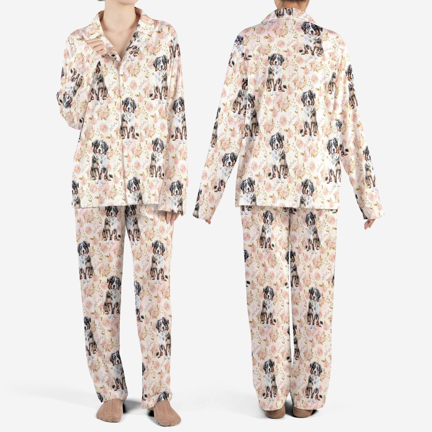 Australian Shepherd Flower AOP Pajamas Set