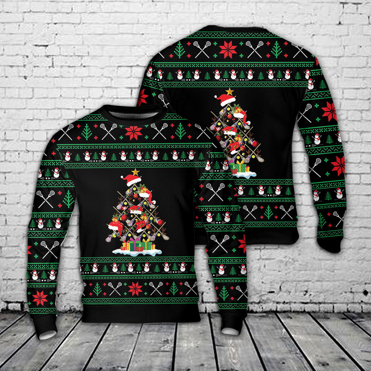 Awesome Christmas Tree With Lacrosse Christmas AOP Sweater