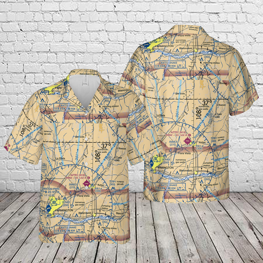 Aztec Airport VFR Map Hawaiian Shirt