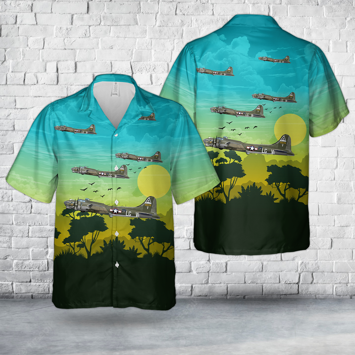 B-17G Flying Fortress - 42-31076, LG-V "Chief Sly's Son" 91st BG, 322nd BS - 1944, RAF Bassingbourn Hawaiian Shirt