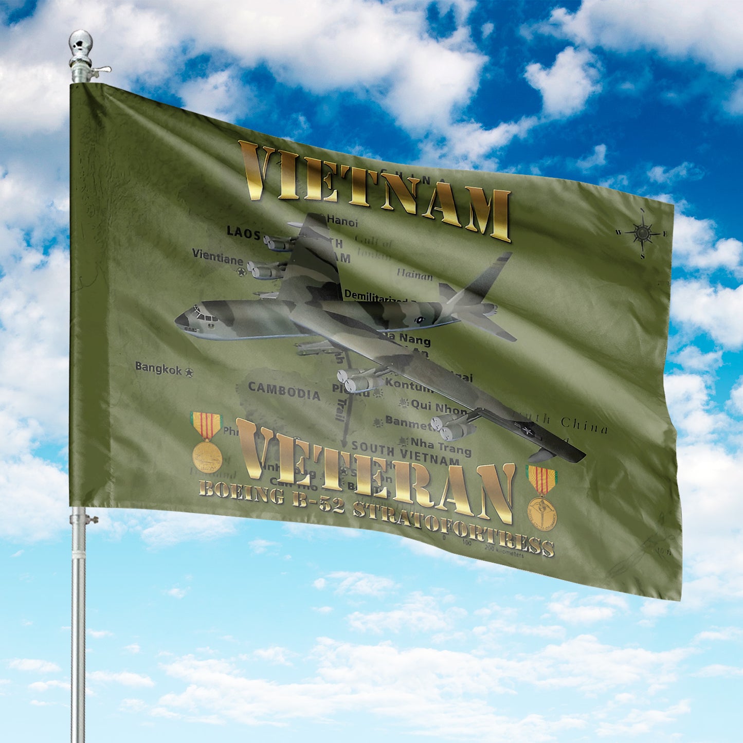 B-52 Stratofortress Vietnam Veteran House Flag
