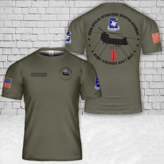 Custom Name US Army 160th Special Operations Aviation Regiment (Airborne) Boeing CH-47 Chinook 3D T-Shirt