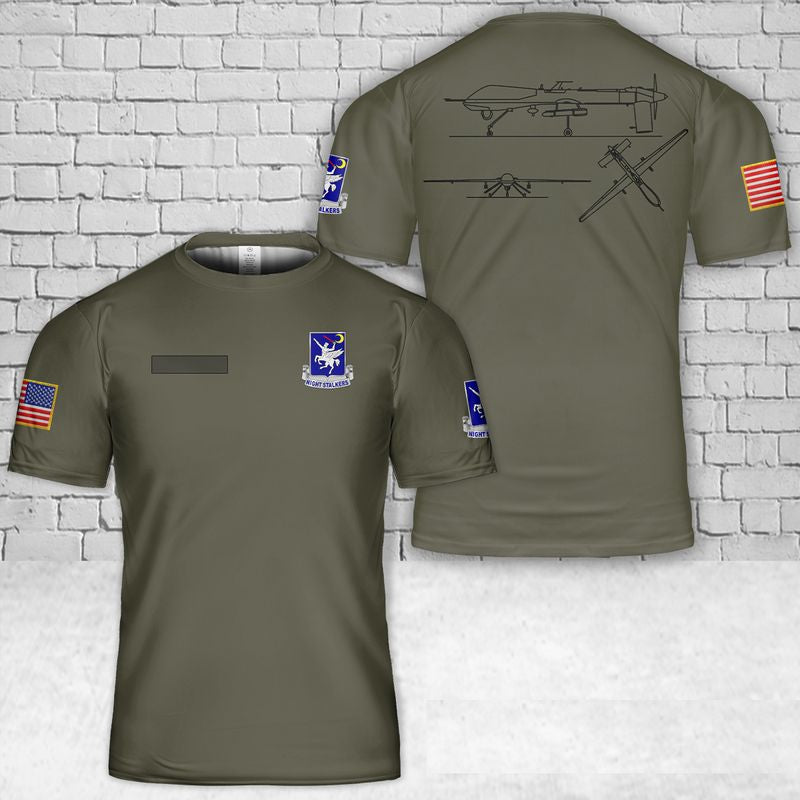 Custom Name US Army 160th Special Operations Aviation Regiment General Atomics MQ-1 3D T-Shirt