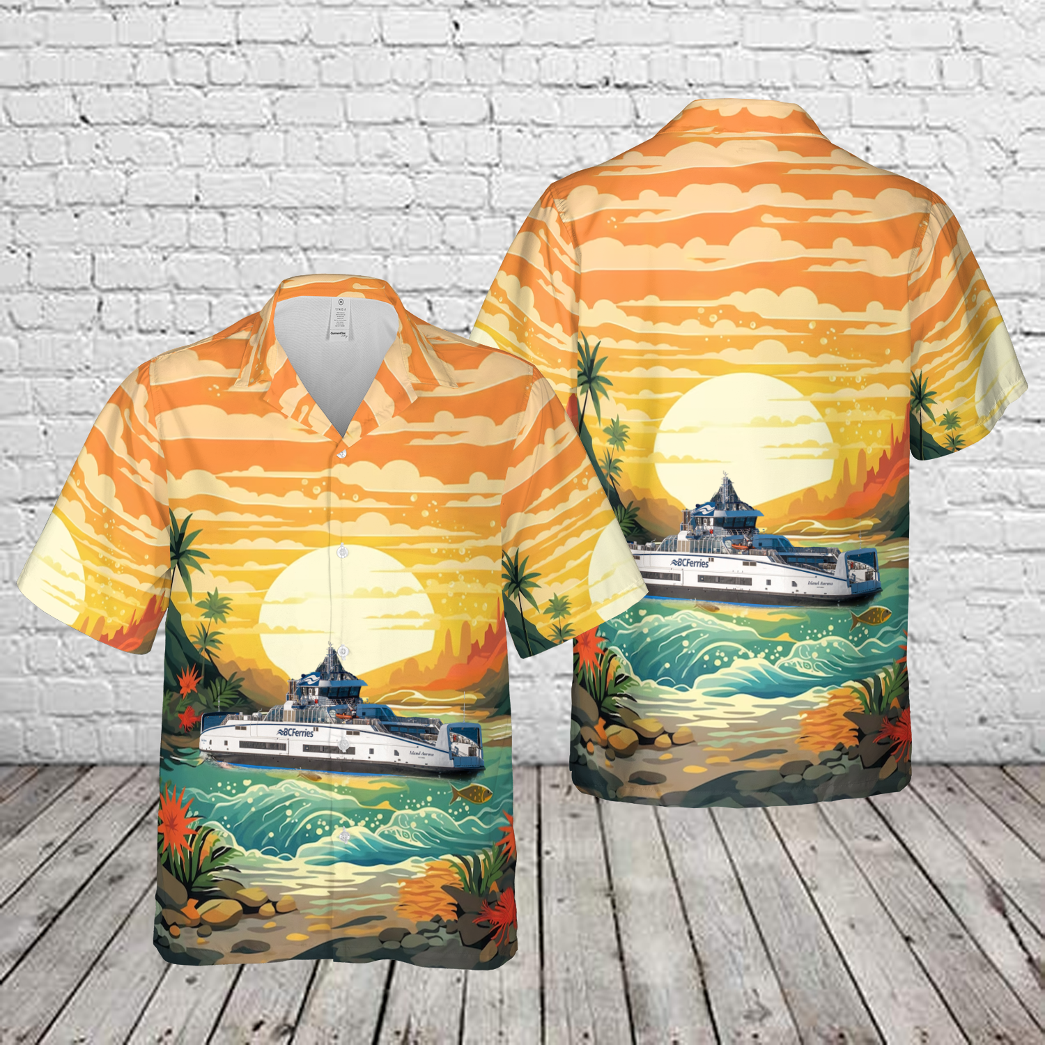 BC Ferries Island Aurora Hawaiian Shirt