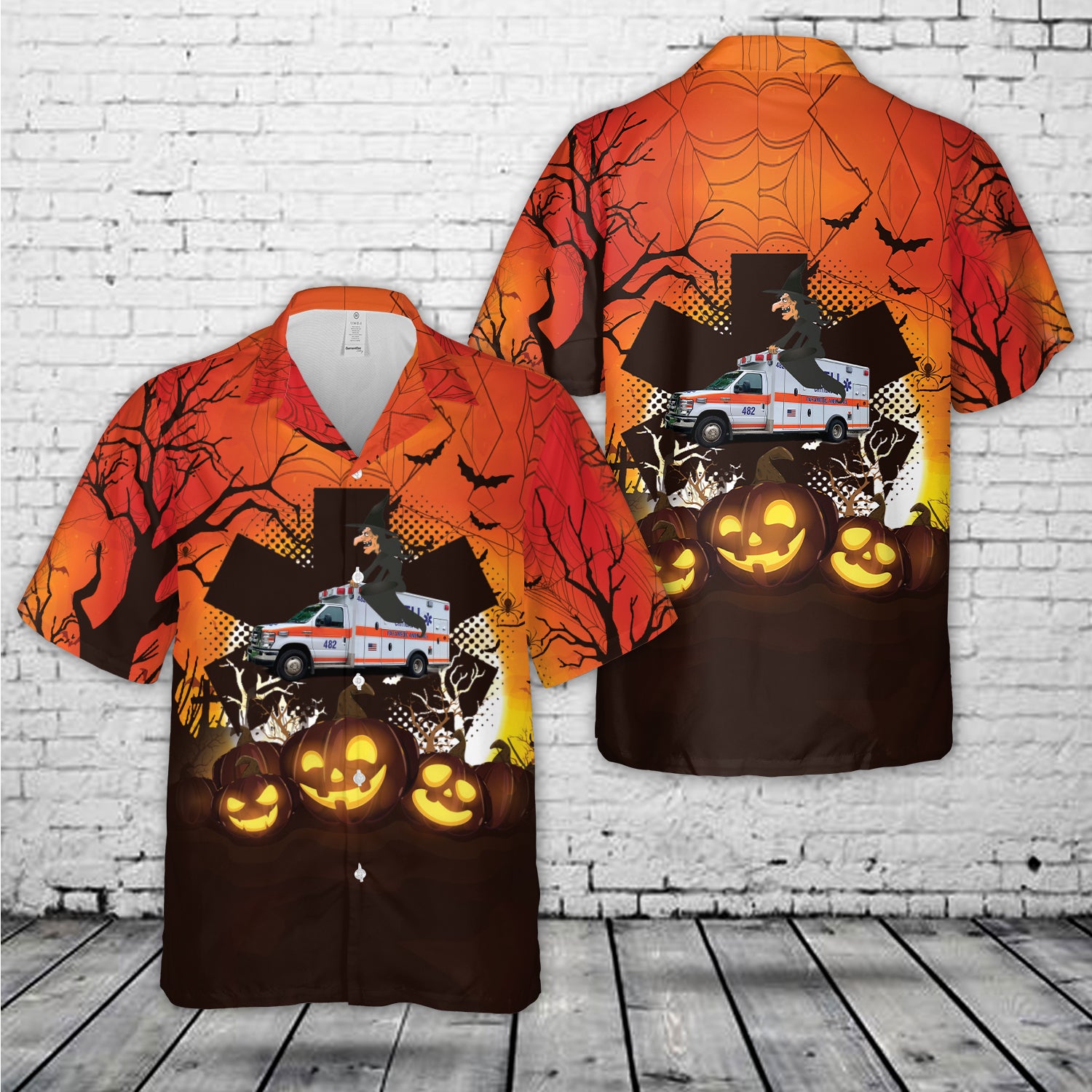 BELL AMBULANCE, MILWAUKEE, WISCONSIN Halloween Hawaiian Shirt