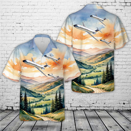 BRITISH CALEDONIAN AIRWAYS BAC ONE-ELEVEN 509EW G-AWWZ "Isle Of Eriskay" (1973) Hawaiian Shirt