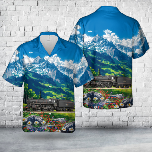 BR Standard 4MT with BR1B Tender 76066 BR Lined Black (Late Crest) Hawaiian Shirt