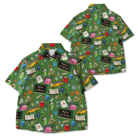 Back To School AOP Youth Button Down Shirt