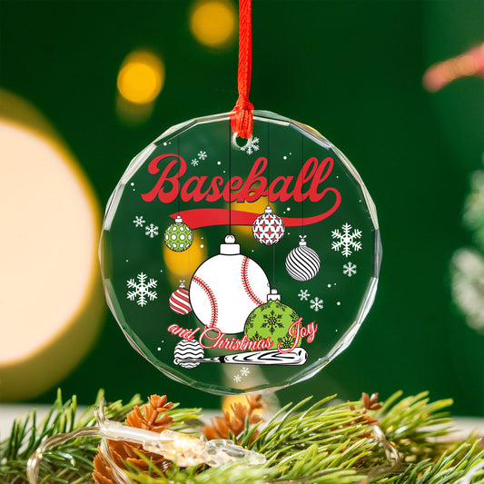 Baseball Christmas Glass Ornament