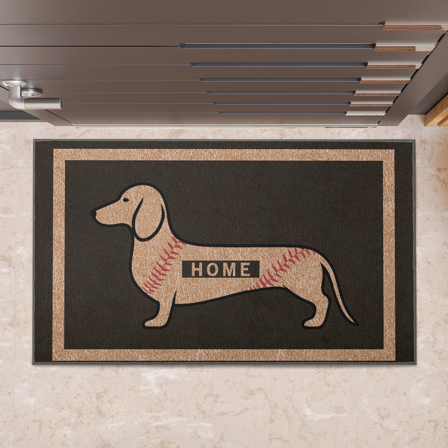 Baseball Dachshund Doormat
