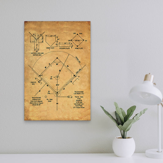 Baseball Field Diagram Vertical Canvas