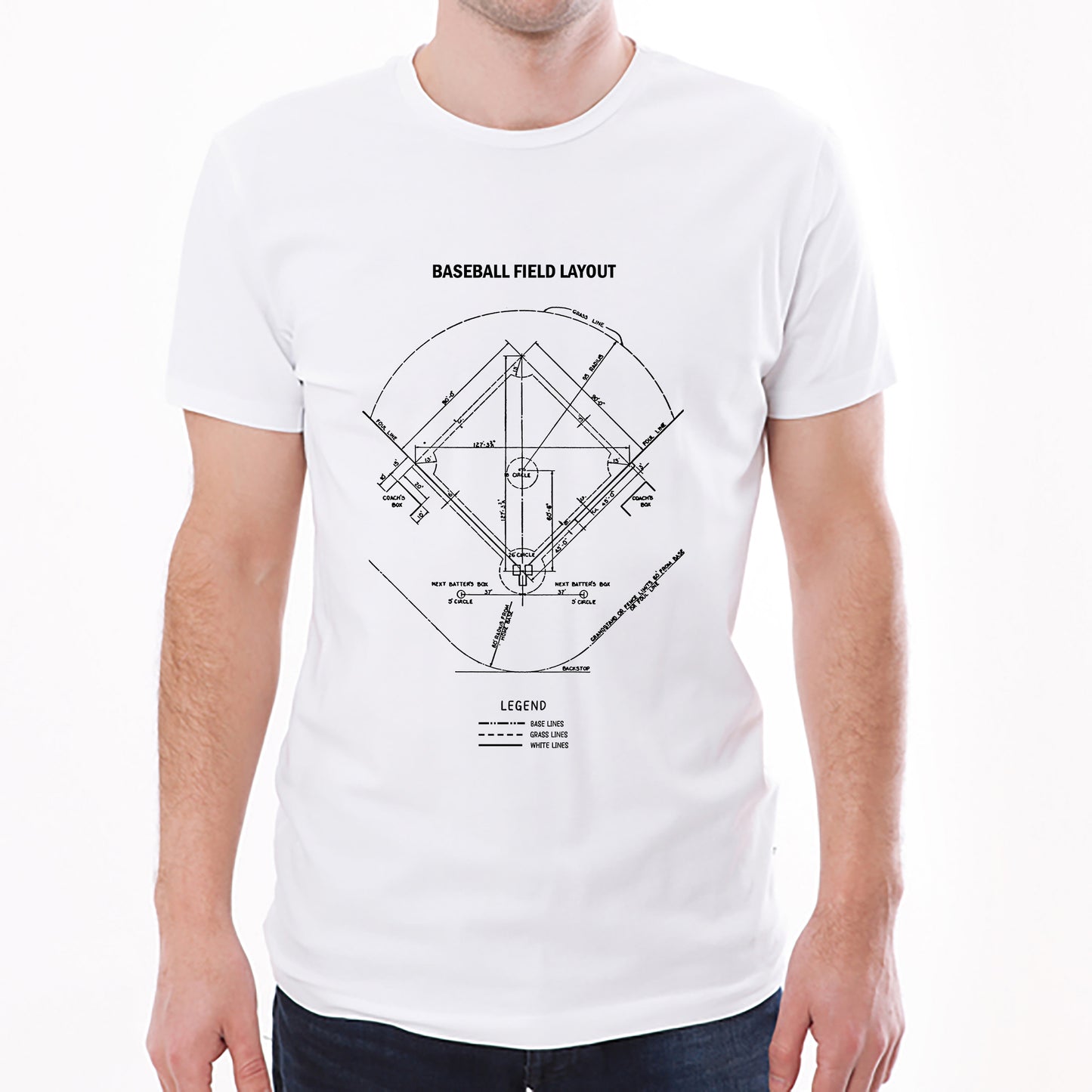 Baseball Field Layout Classic Unisex T-Shirt Gildan 5000 (Made In US)