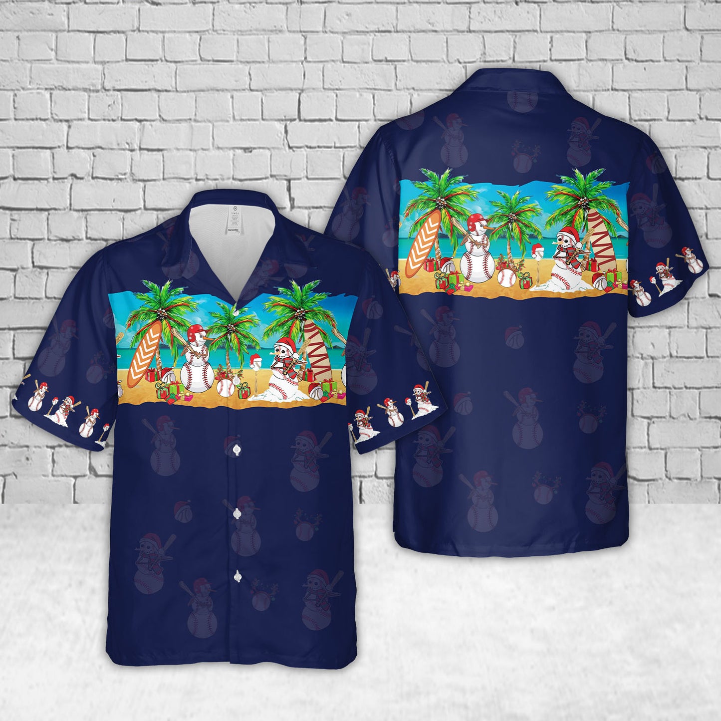 Baseball Snowman Christmas Hawaiian Shirt