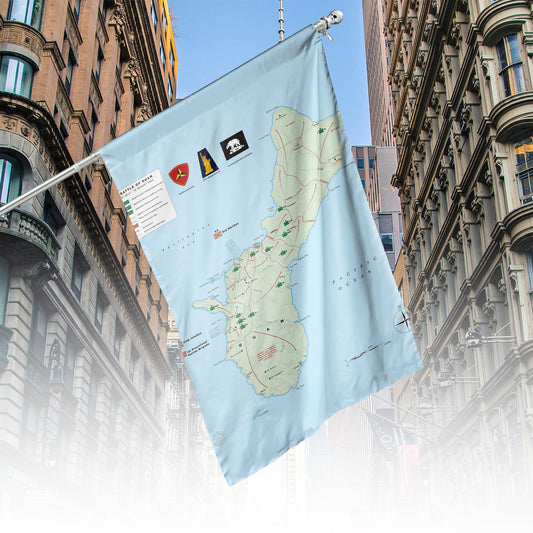 Battle of Guam 1944 Map Vertical House Flag