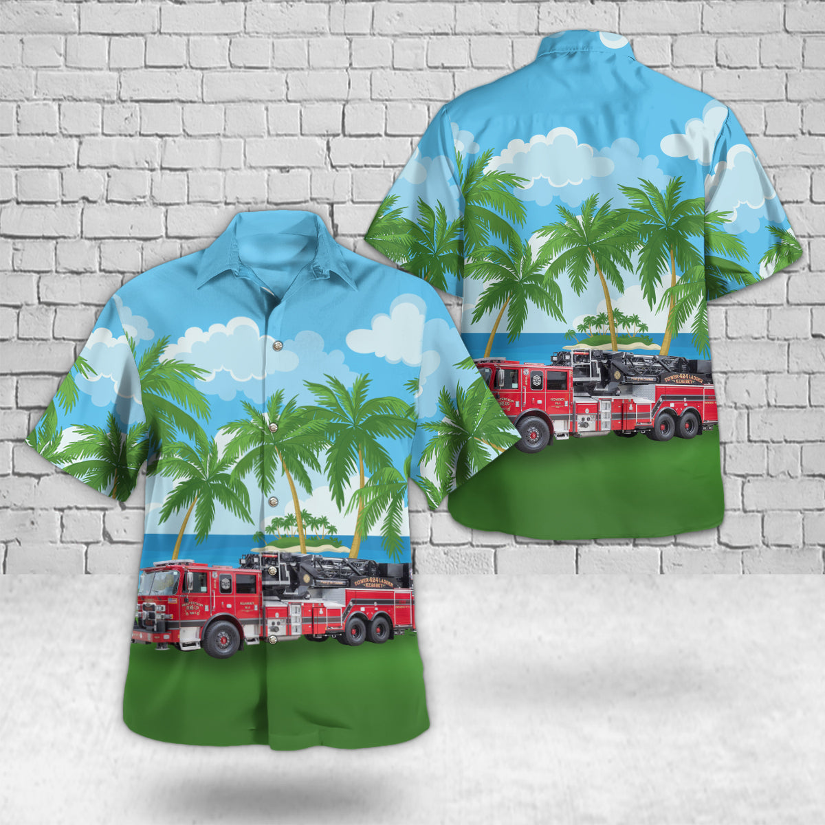Bayport, New York, Bayport Fire Department Hook & Ladder Company No. 1 The Devils Tower Hawaiian Shirt