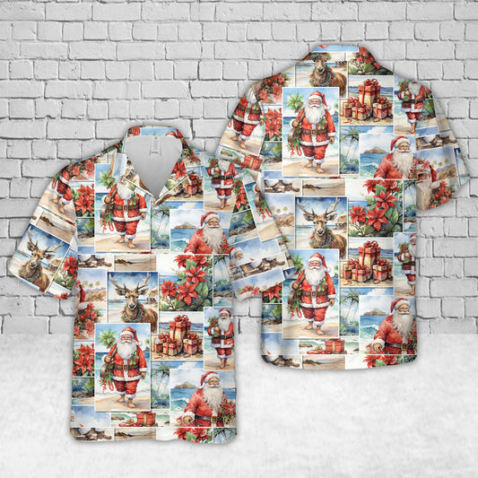 Beach Santa Christmas Hawaiian Shirt