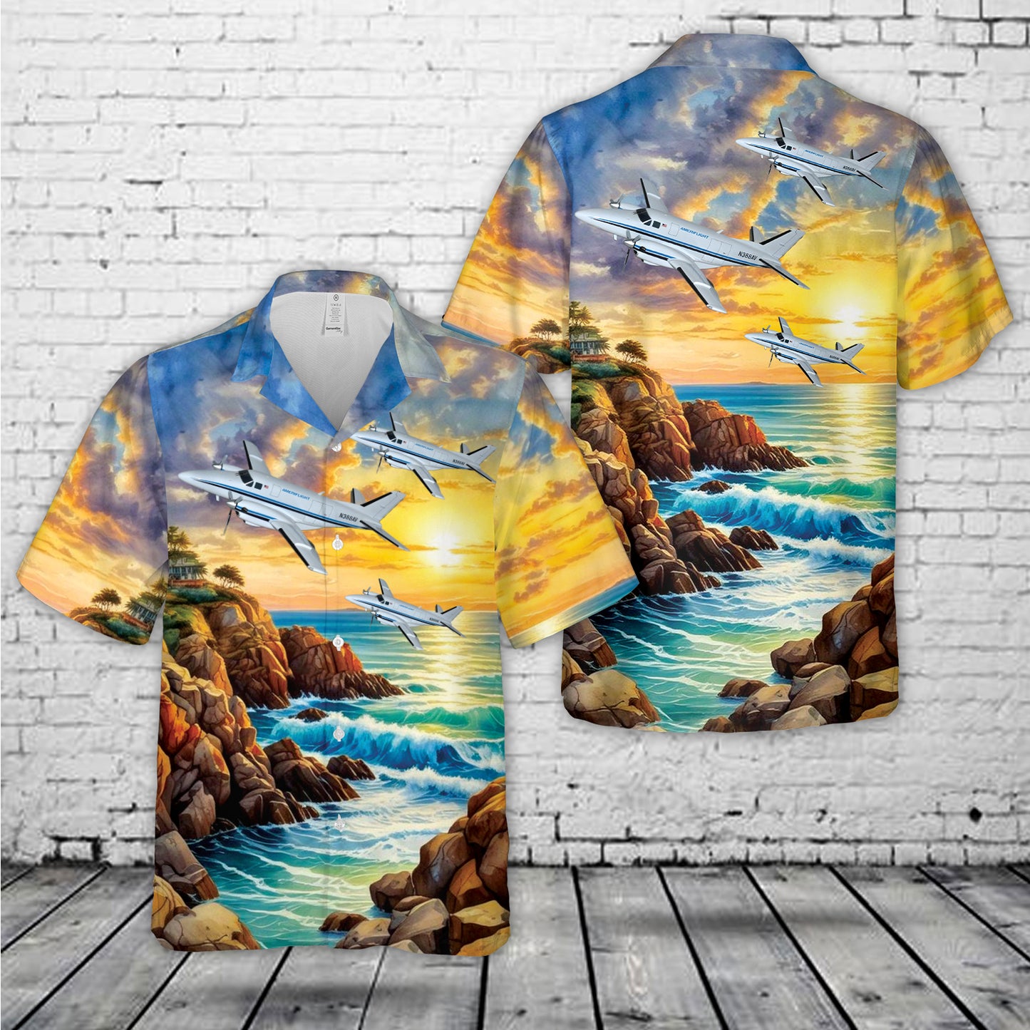 Beech 99 Ameriflight cargo freight carrier airplane Hawaiian Shirt