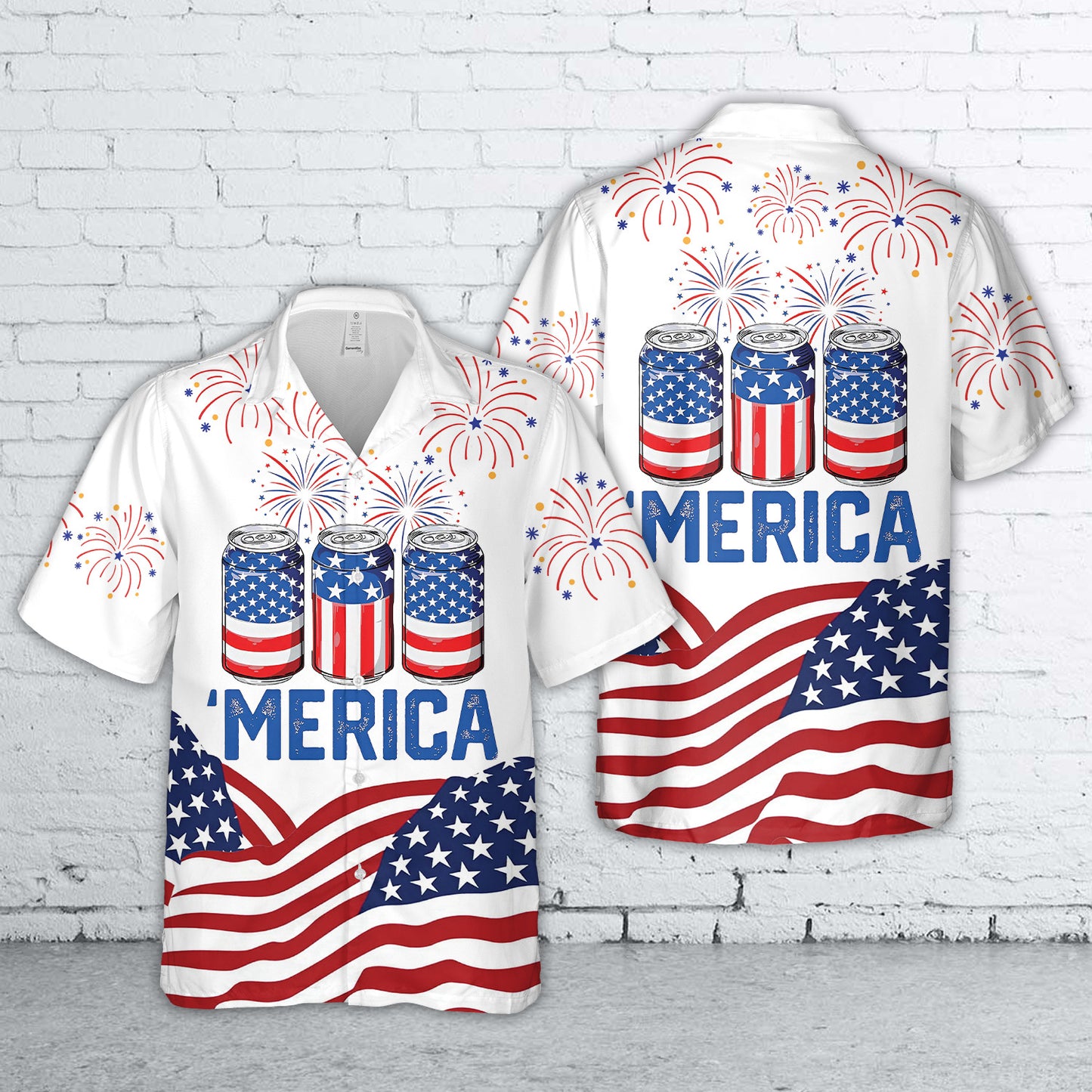 Beer American Flag 4th of July Hawaiian Shirt