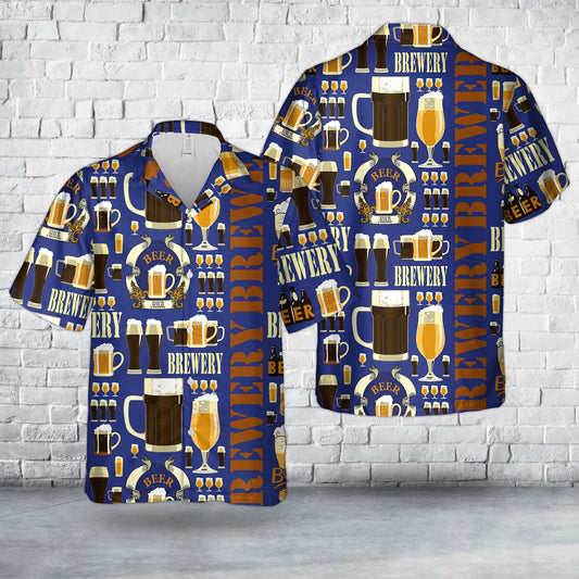 Beer Brewery Glasses Hawaiian Shirt
