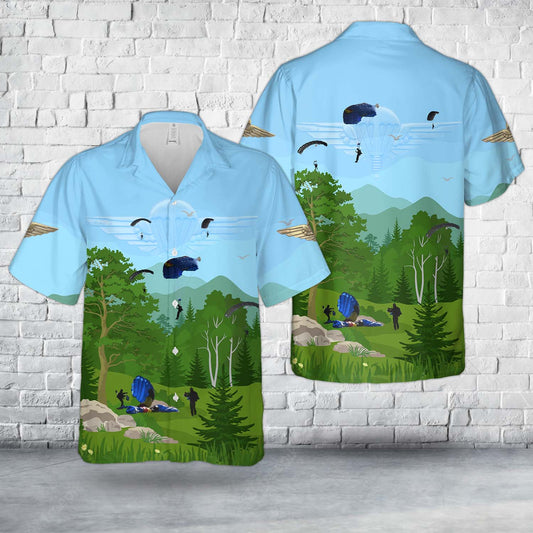 Belgian Army Special Forces Group Paracommandos drop onto USAG Benelux Hawaiian Shirt