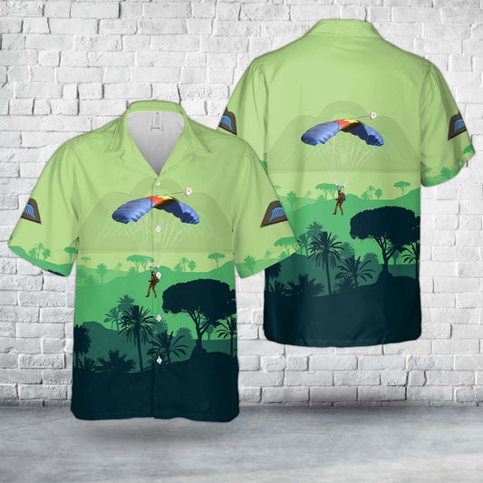 Belgian Army paratroopers with 1st Battalion of Para Commando jumping on Chièvres Air Base Hawaiian Shirt